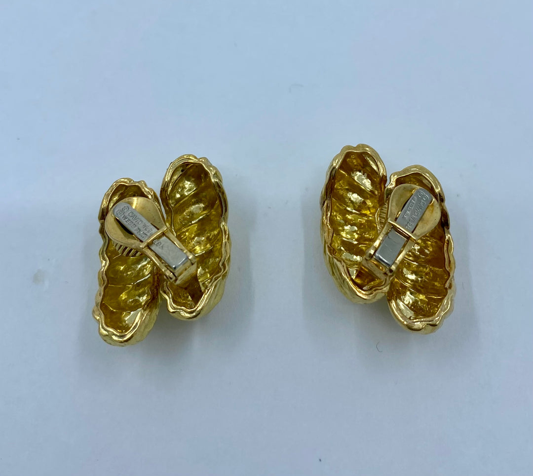 Vintage David Webb Gold Croissant Earrings