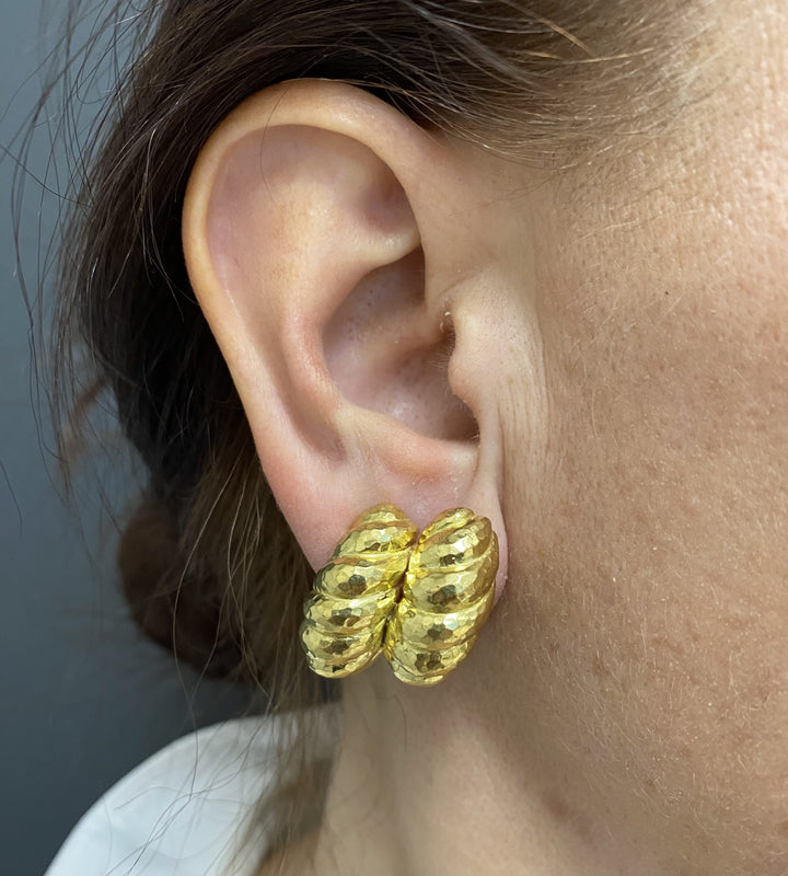 Vintage David Webb Gold Croissant Earrings