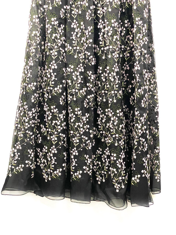 Erdem Black Silk and Floral Pattern Evening Dress Size 8