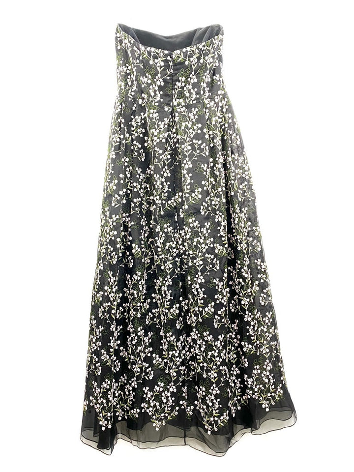 Erdem Black Silk and Floral Pattern Evening Dress Size 8