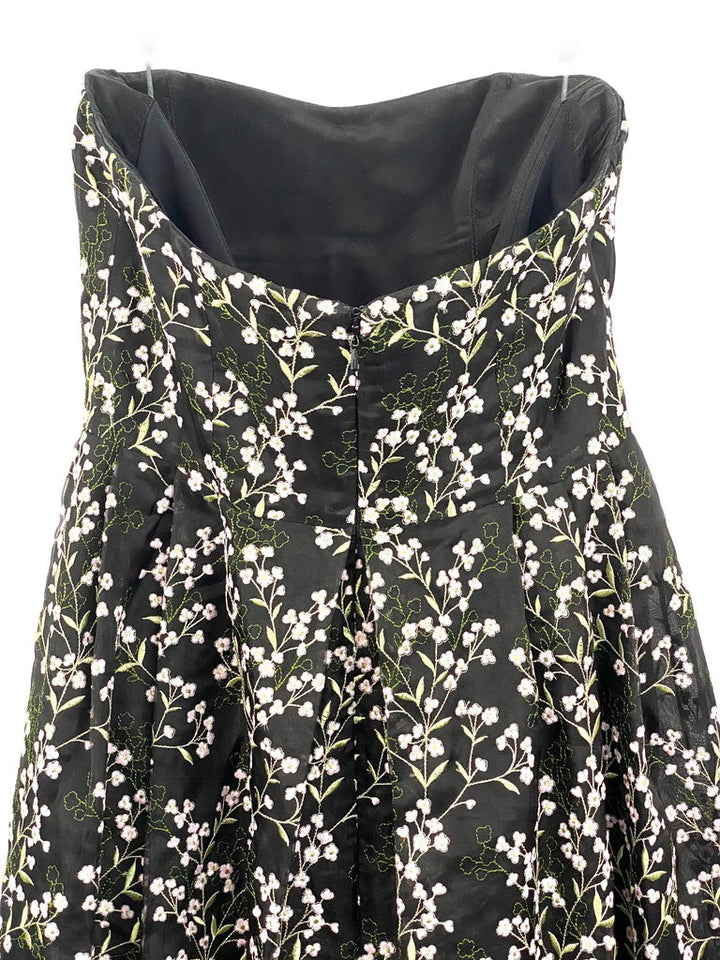 Erdem Black Silk and Floral Pattern Evening Dress Size 8