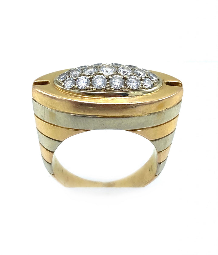 Modern Two Tone Rose Gold & White Gold Diamond Ring