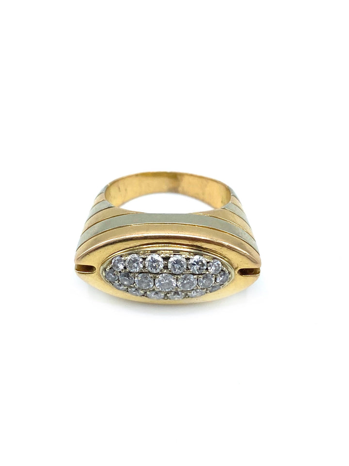 Modern Two Tone Rose Gold & White Gold Diamond Ring