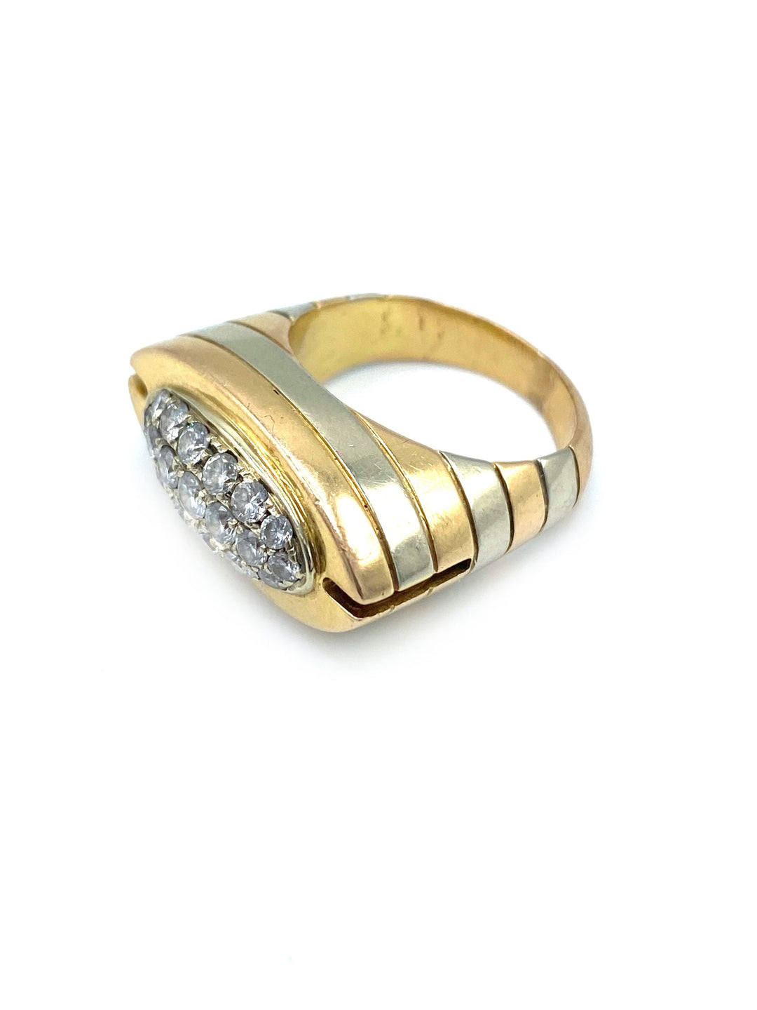 Modern Two Tone Rose Gold & White Gold Diamond Ring