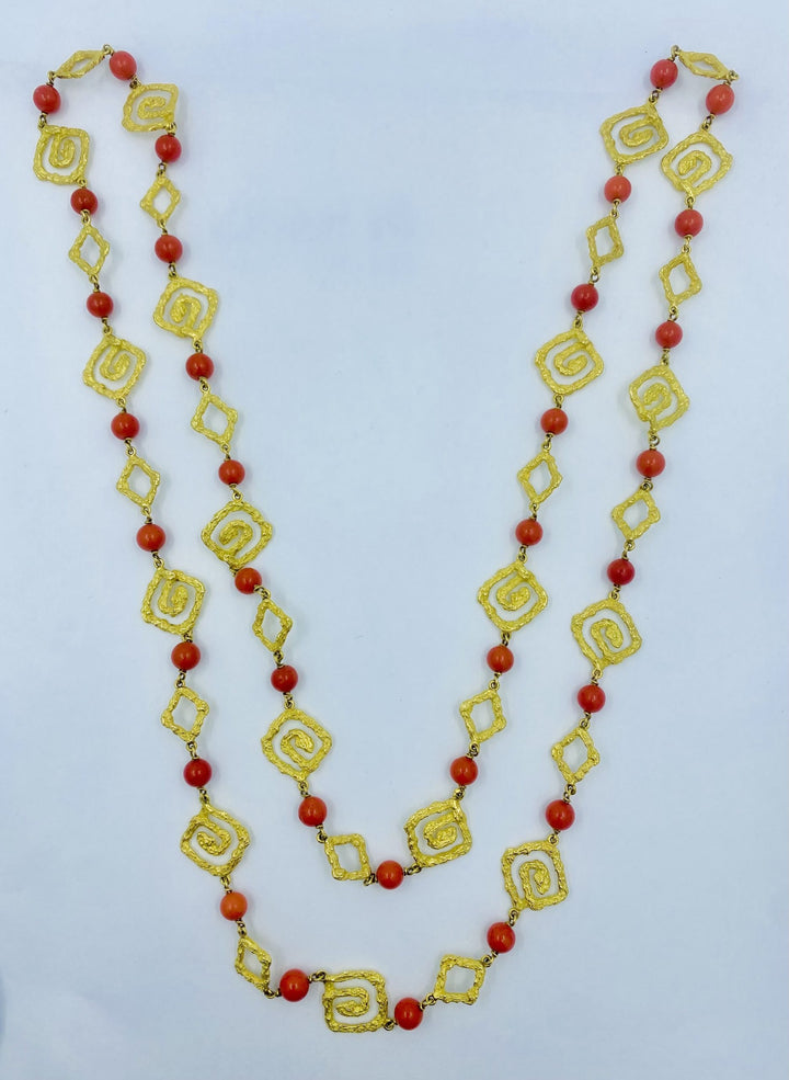 Tabbah Coral Gold Necklace