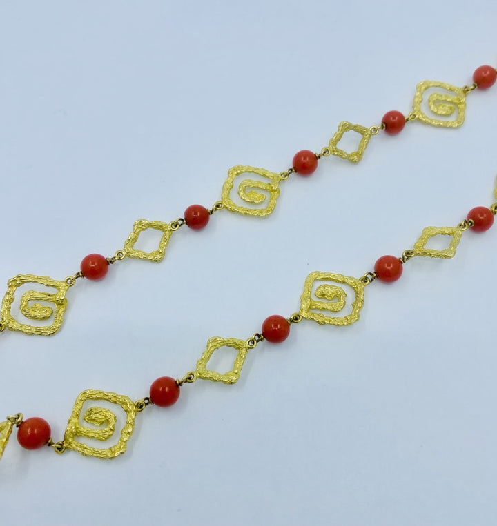 Tabbah Coral Gold Necklace