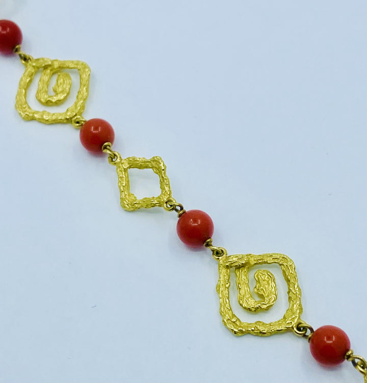 Tabbah Coral Gold Necklace