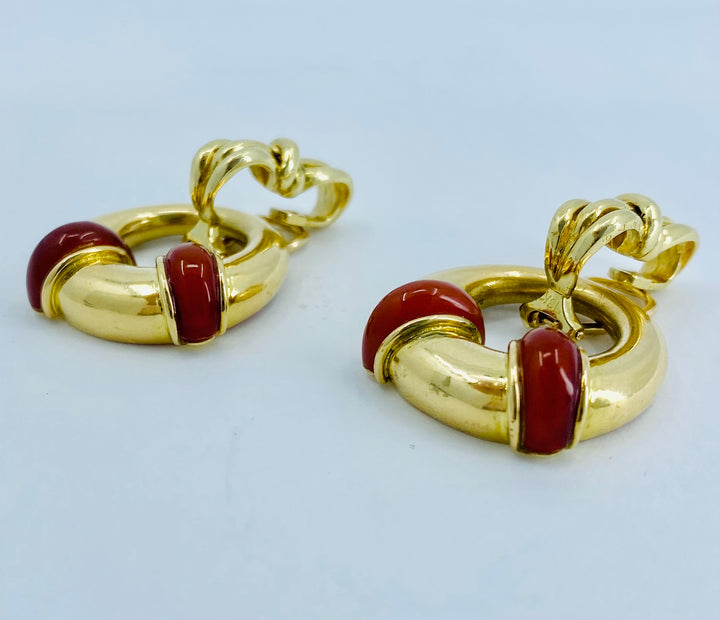 Vintage Cartier Carnelian Gold Earrings