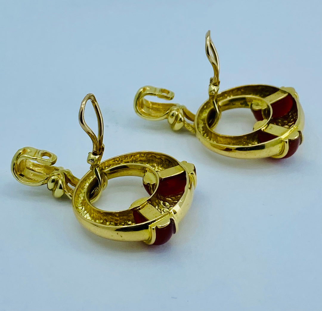 Vintage Cartier Carnelian Gold Earrings