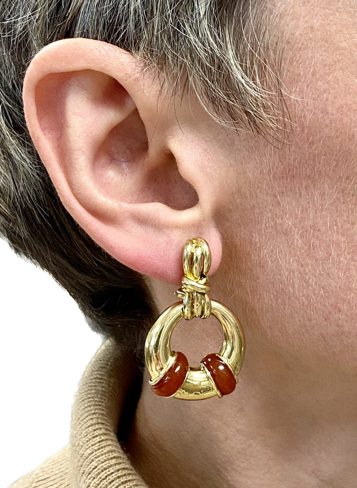 Vintage Cartier Carnelian Gold Earrings