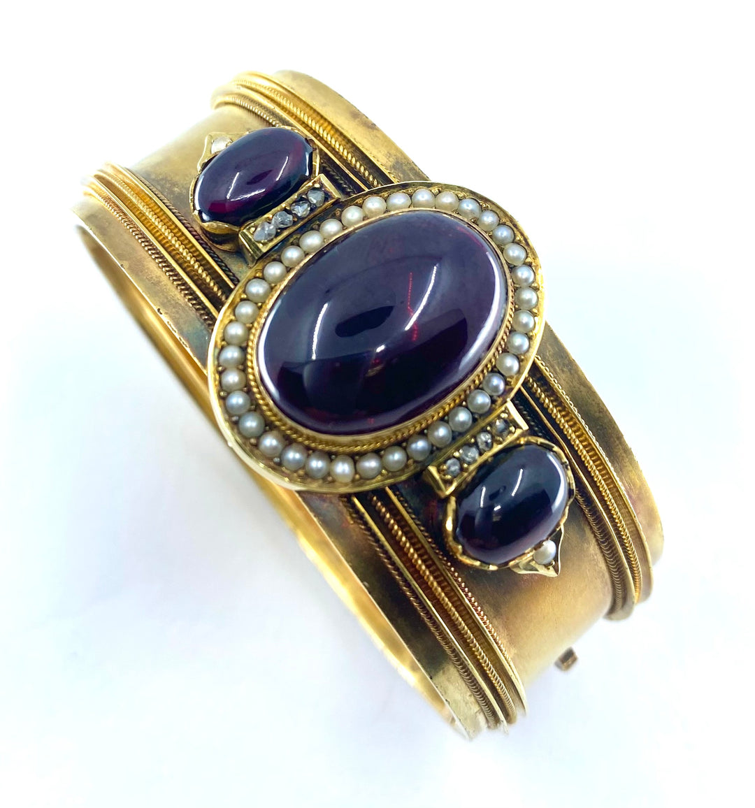 Victorian Gold Garnet Pearl Bracelet