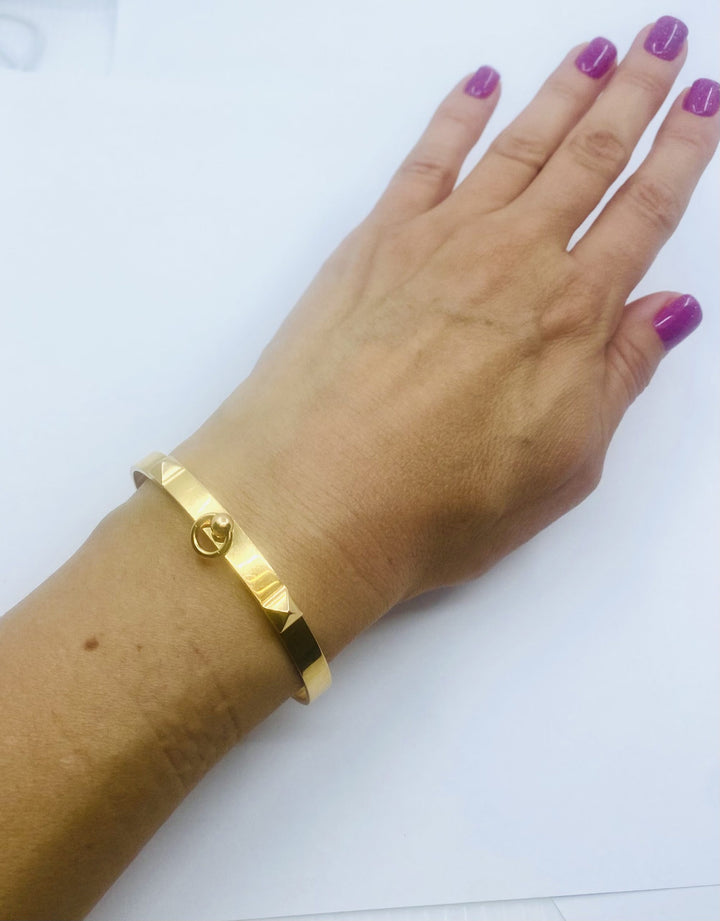 Hermes 18K Gold Bangle Bracelet