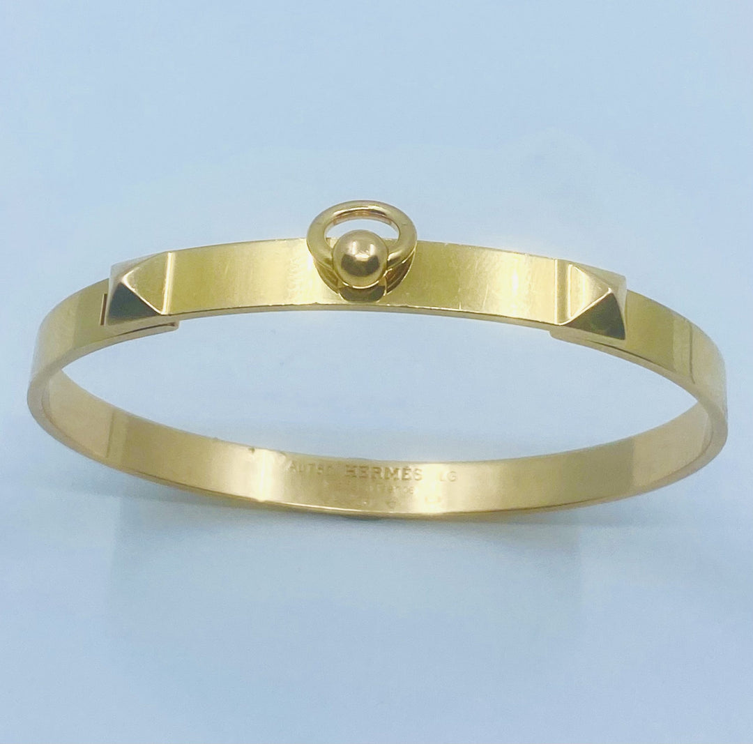 Hermes 18K Gold Bangle Bracelet