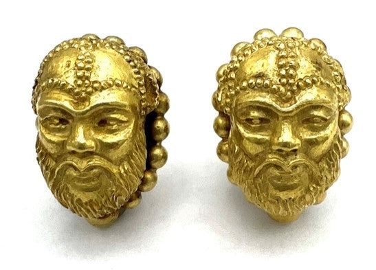 Bulgari Gold Earrings Clip-On 18k Genghis Khan Design