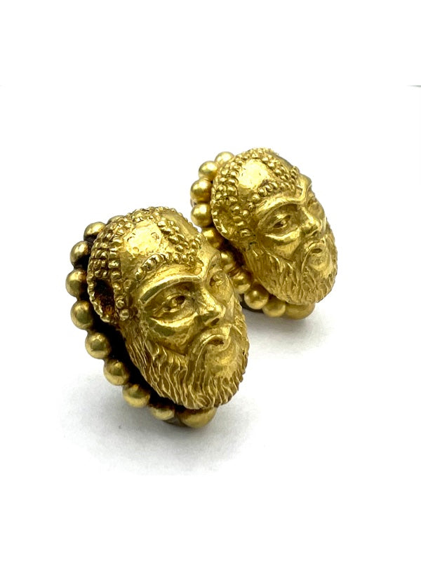 Bulgari Gold Earrings Clip-On 18k Genghis Khan Design