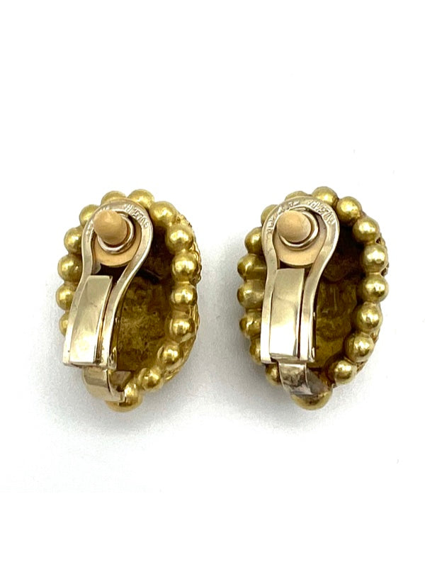 Bulgari Gold Earrings Clip-On 18k Genghis Khan Design