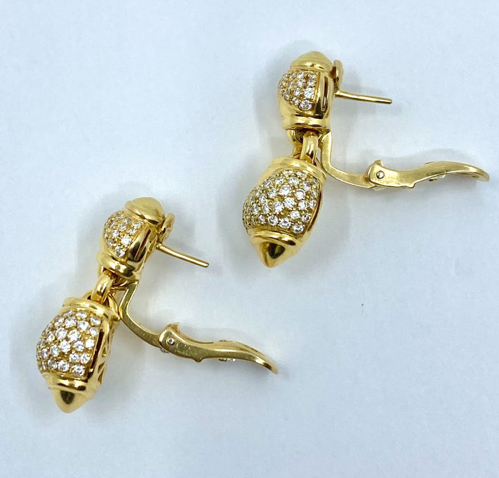 Bulgari Diamond Earrings Gold Doppio Cuoro