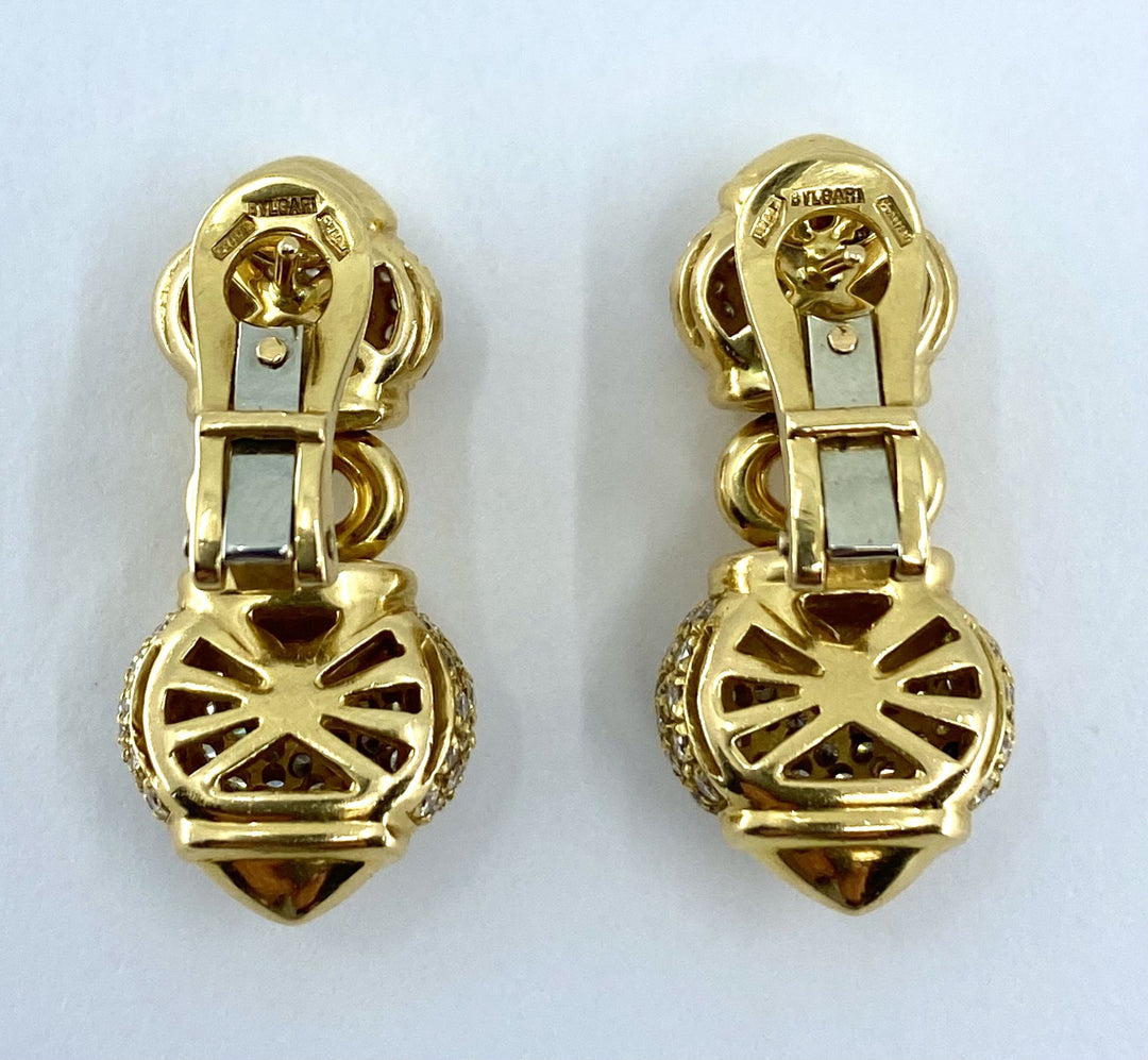 Bulgari Diamond Earrings Gold Doppio Cuoro