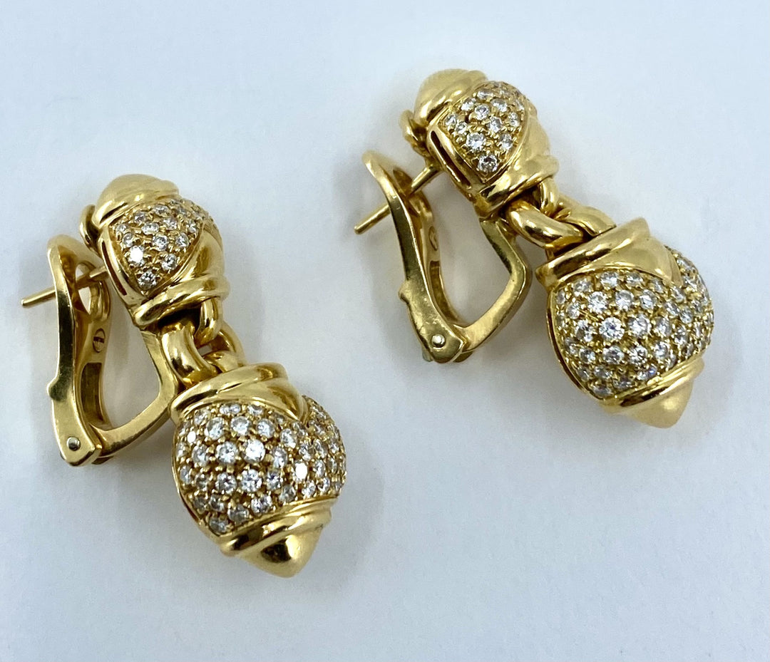 Bulgari Diamond Earrings Gold Doppio Cuoro