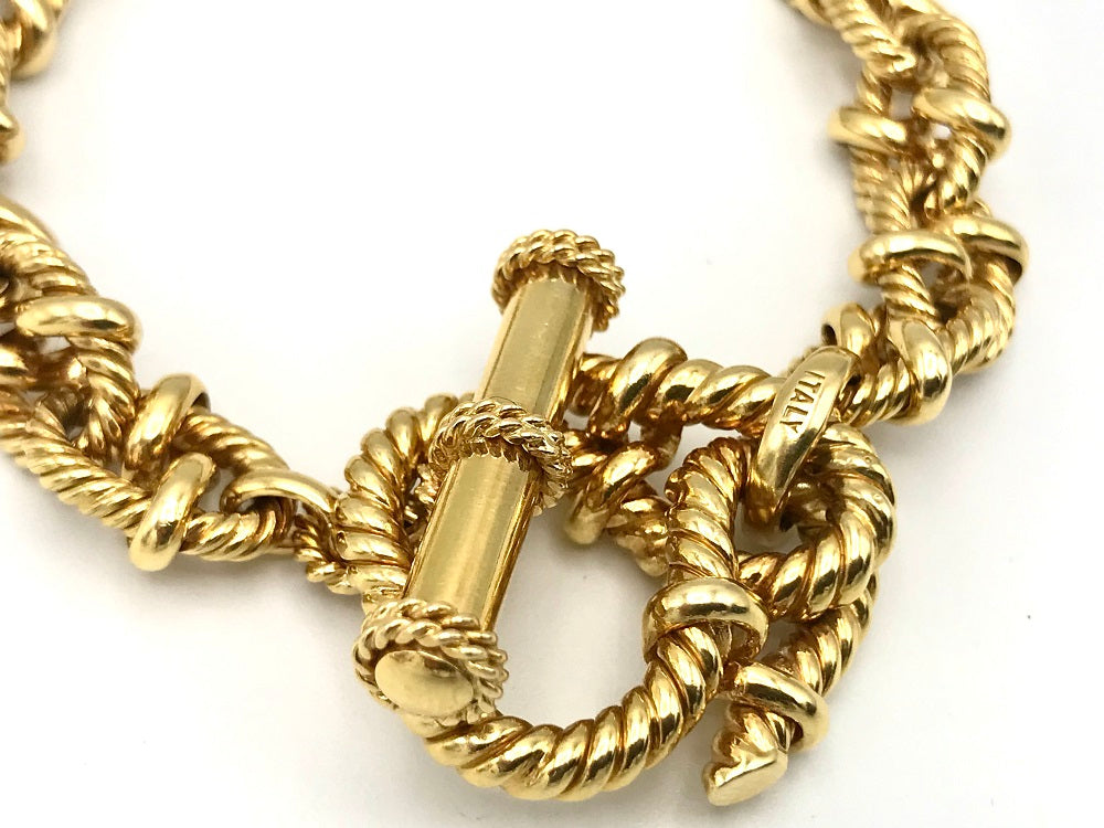 Vesco Italy Yellow Gold Rope Chain Necklace Bracelet Set