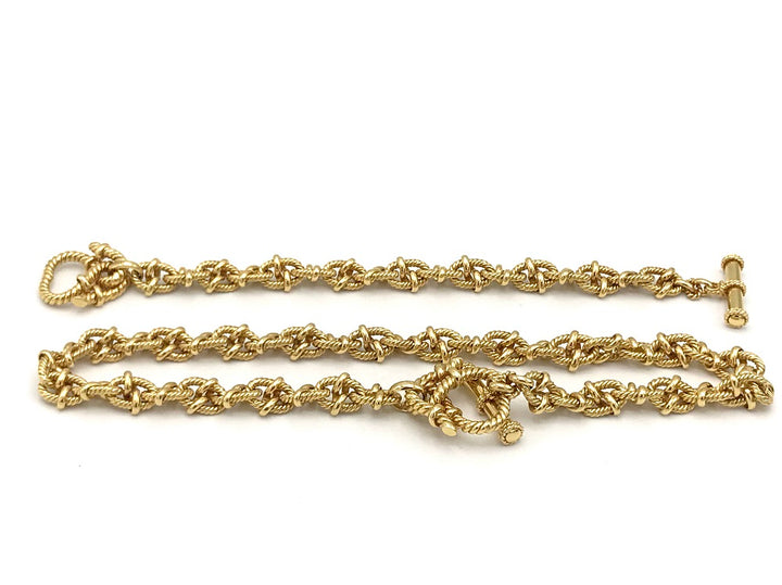 Vesco Italy Yellow Gold Rope Chain Necklace Bracelet Set