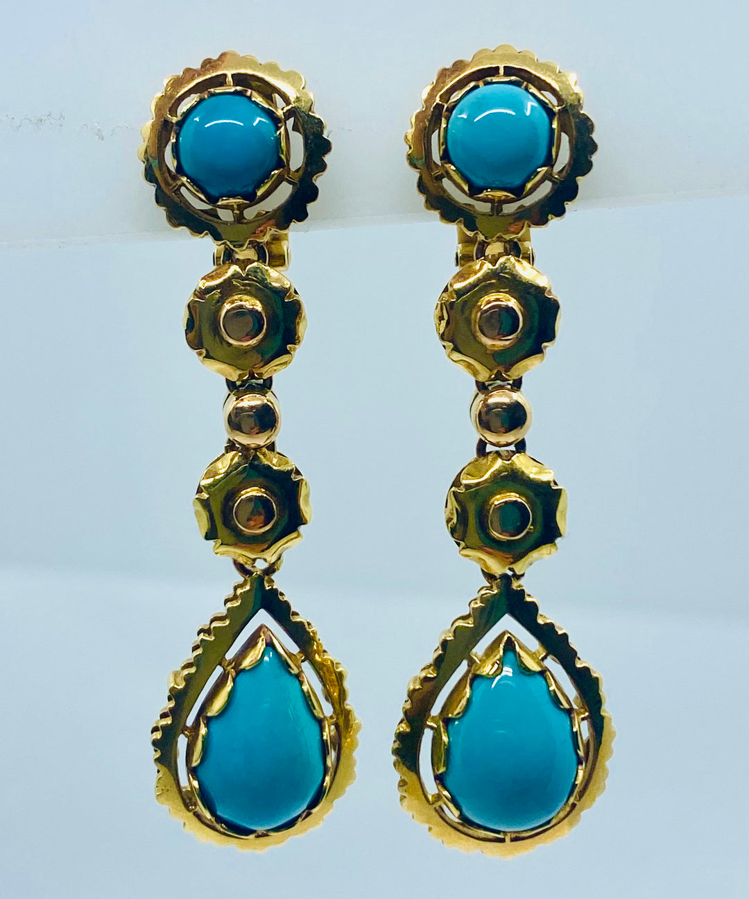 Gold  Turquoise  Dangle  Earrings