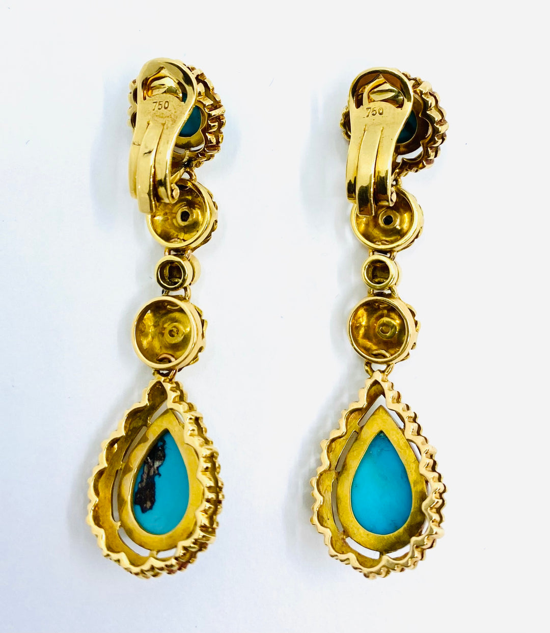 Gold  Turquoise  Dangle  Earrings