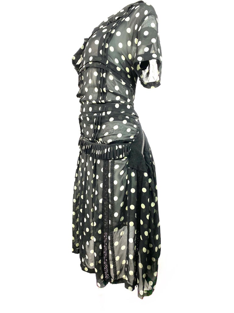 Junya Watanabe Comme des Garcons Black and White Polka Dot Dress Size S
