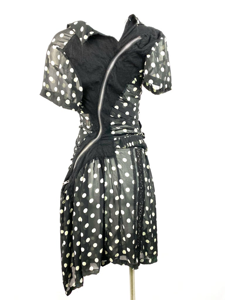 Junya Watanabe Comme des Garcons Black and White Polka Dot Dress Size S