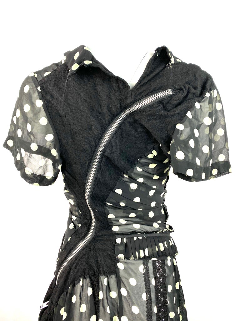 Junya Watanabe Comme des Garcons Black and White Polka Dot Dress Size S