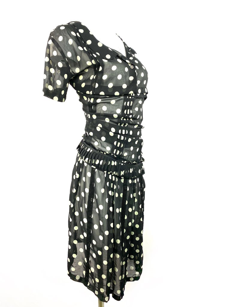 Junya Watanabe Comme des Garcons Black and White Polka Dot Dress Size S