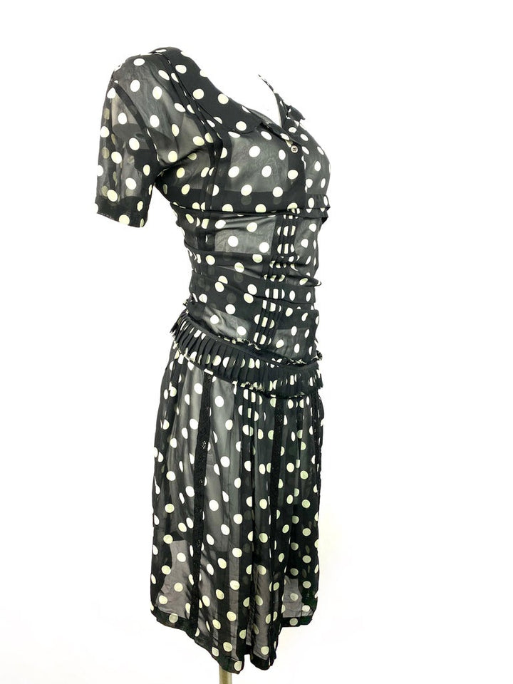 Junya Watanabe Comme des Garcons Black and White Polka Dot Dress Size S