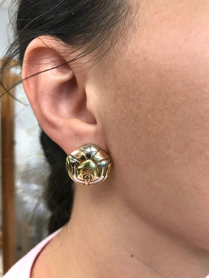 Bulgari Three Tone Gold Earrings