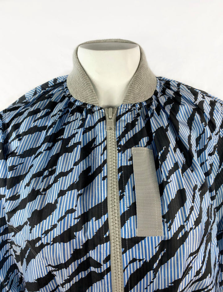 Sacai Luck Light Blue Zebra Striped Bomber Jacket Size 2