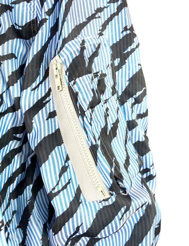 Sacai Luck Light Blue Zebra Striped Bomber Jacket Size 2