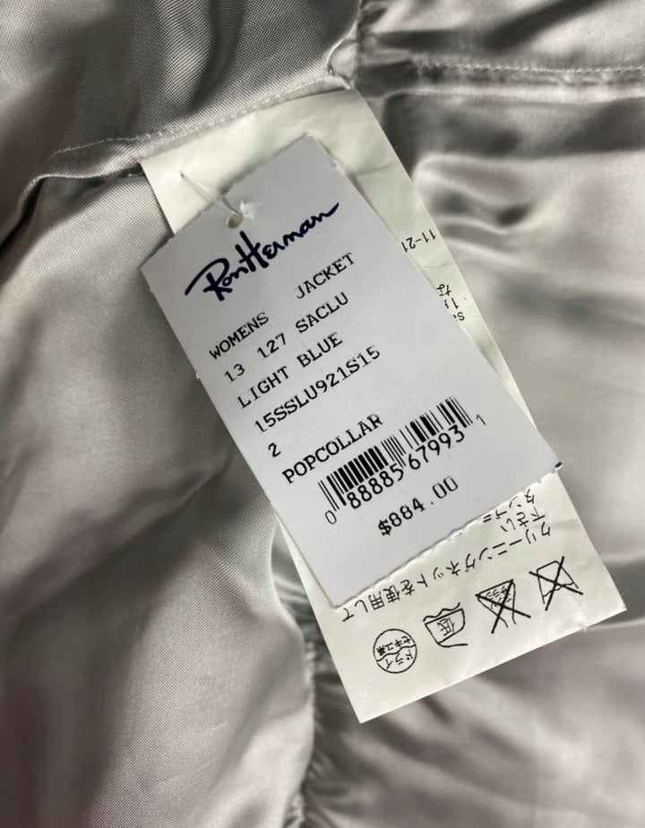 Sacai Luck Light Blue Zebra Striped Bomber Jacket Size 2
