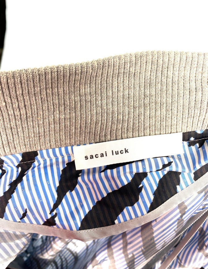 Sacai Luck Light Blue Zebra Striped Bomber Jacket Size 2