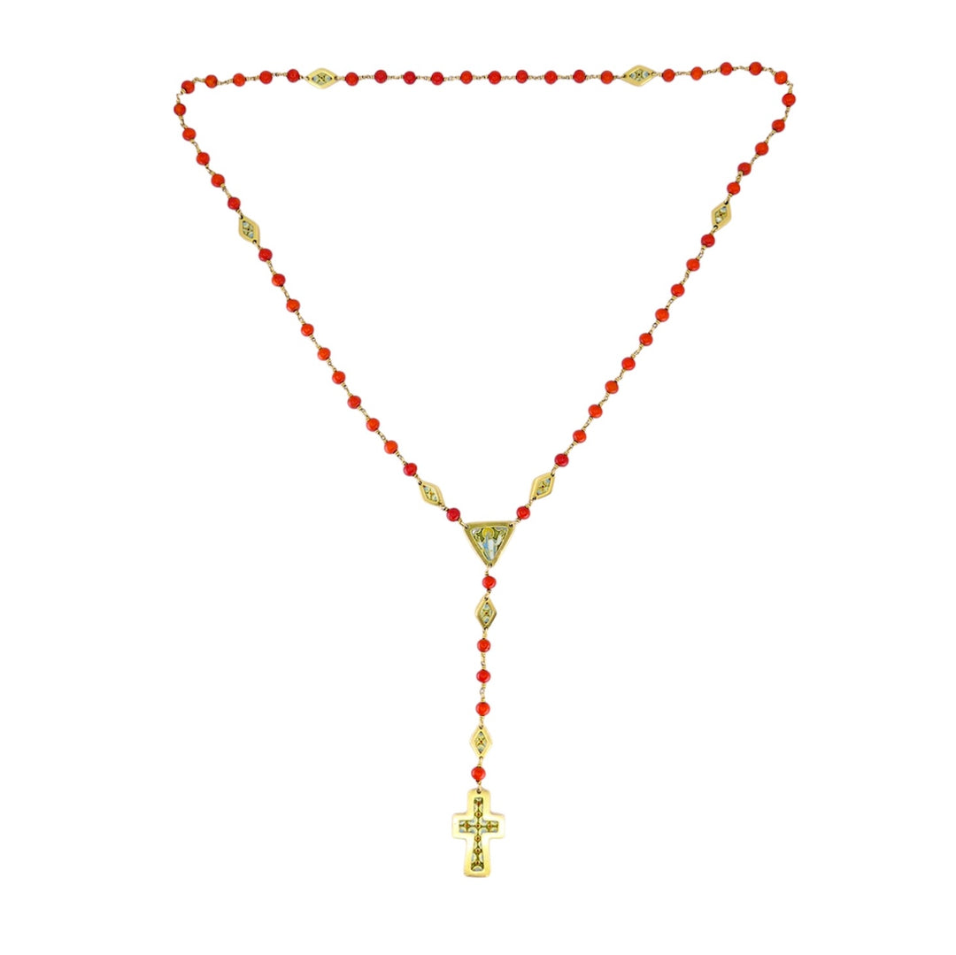 1930s Italian Gold Coral Enamel Rosary