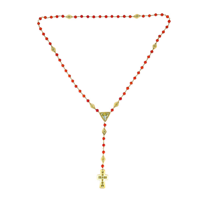 1930s Italian Gold Coral Enamel Rosary