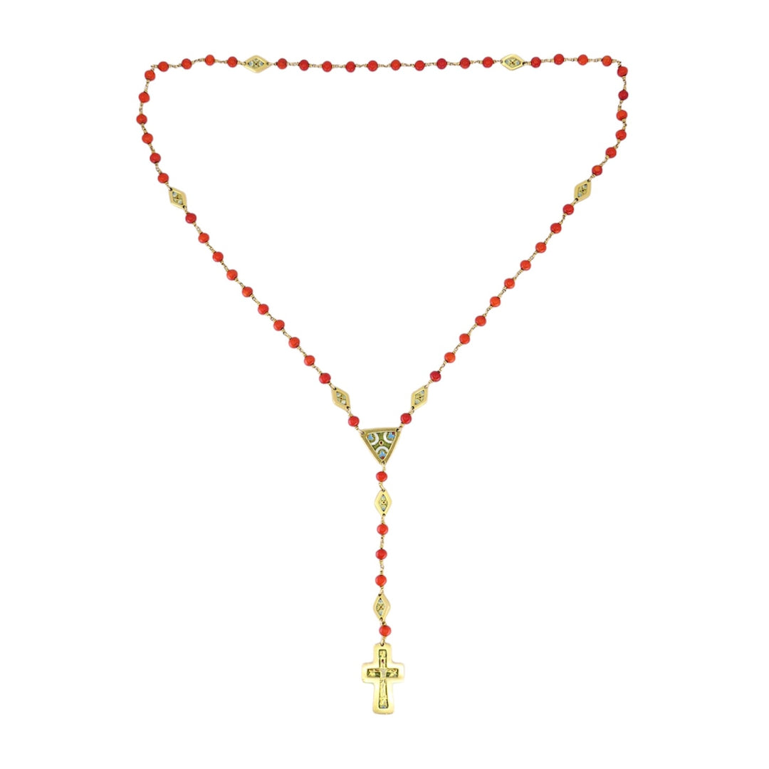 1930s Italian Gold Coral Enamel Rosary