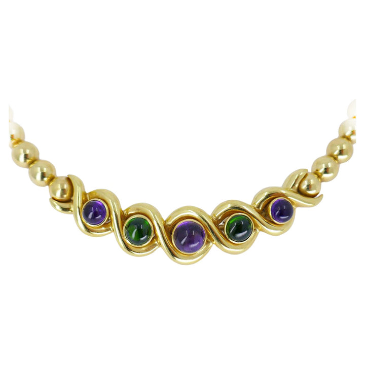 Jean Vitau Vintage 18k Gold Set Necklace and Earrings Gems