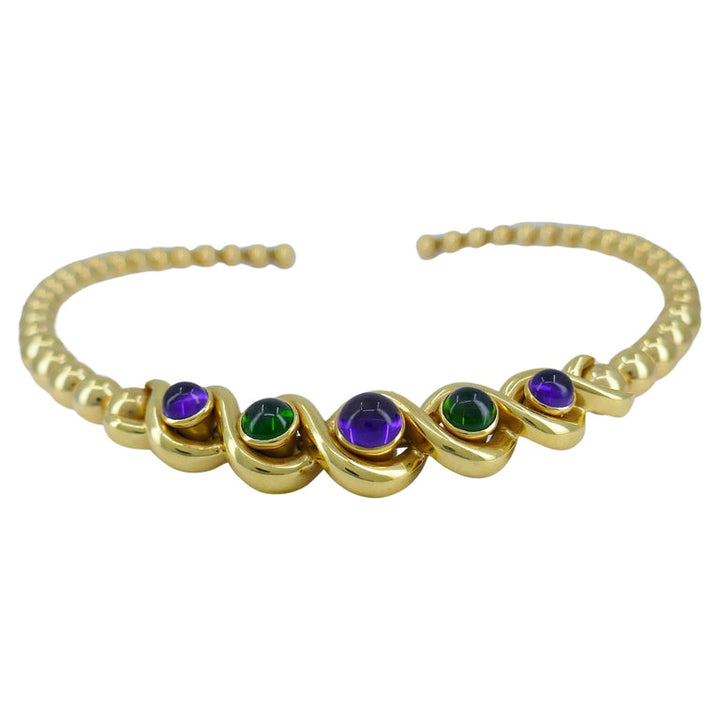 Jean Vitau Vintage 18k Gold Set Necklace and Earrings Gems