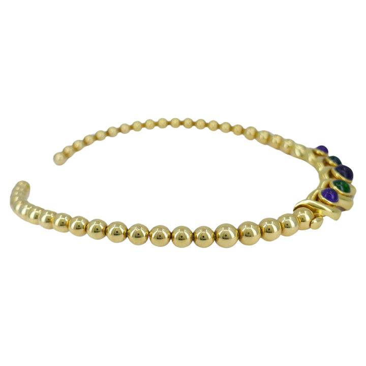 Jean Vitau Vintage 18k Gold Set Necklace and Earrings Gems