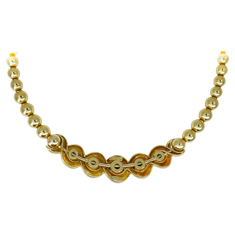 Jean Vitau Vintage 18k Gold Set Necklace and Earrings Gems