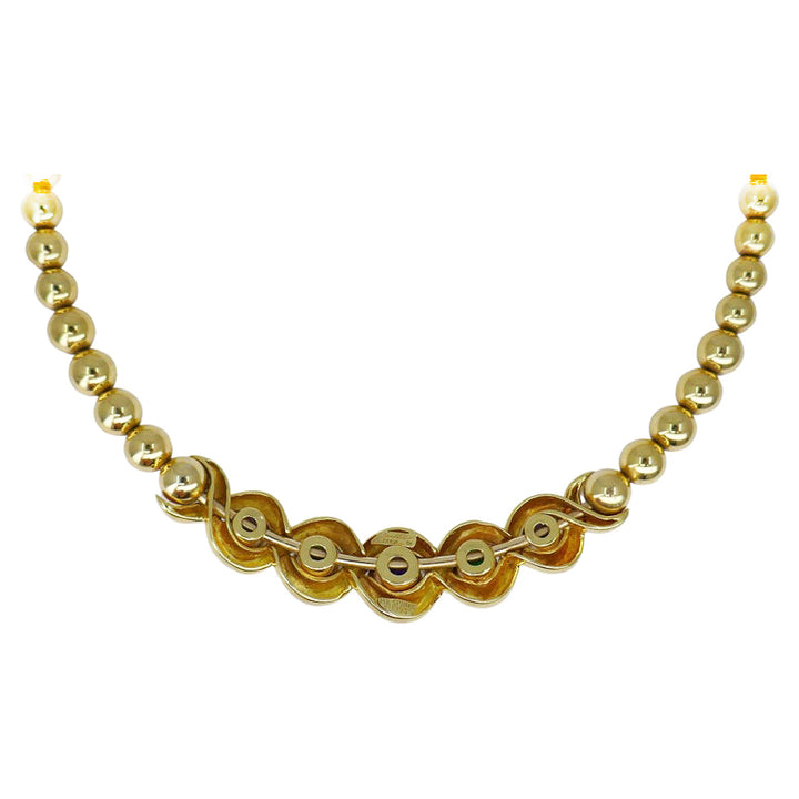 Jean Vitau Vintage 18k Gold Set Necklace and Earrings Gems