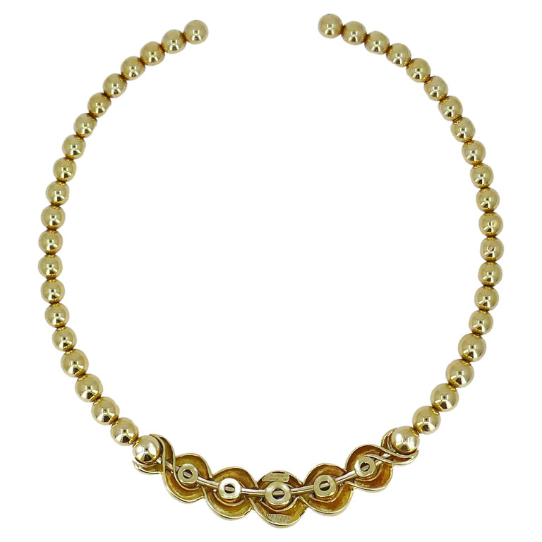 Jean Vitau Vintage 18k Gold Set Necklace and Earrings Gems