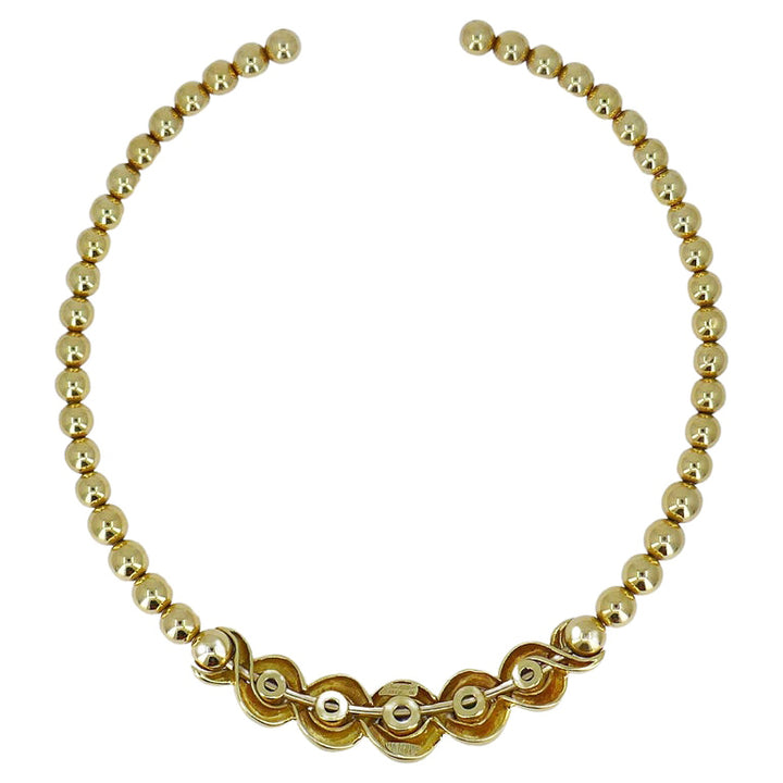 Jean Vitau Vintage 18k Gold Set Necklace and Earrings Gems