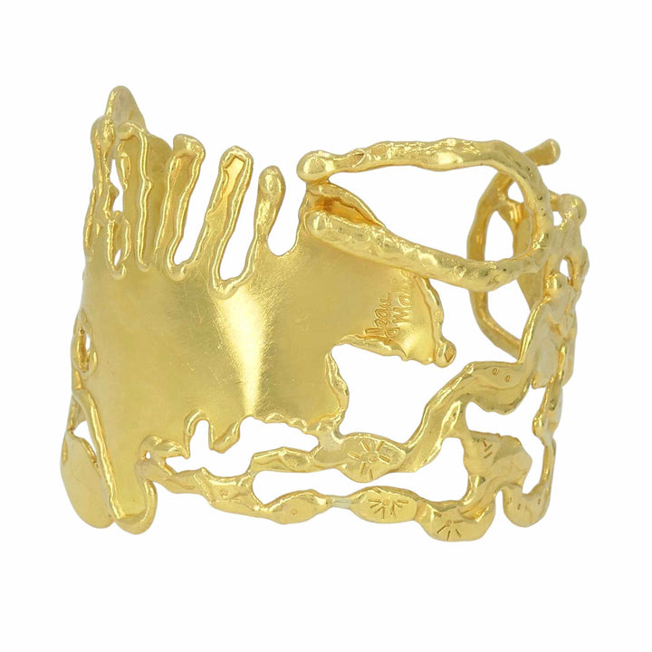 Vintage Jean Mahie 22k Gold Sculptural Cuff Bracelet