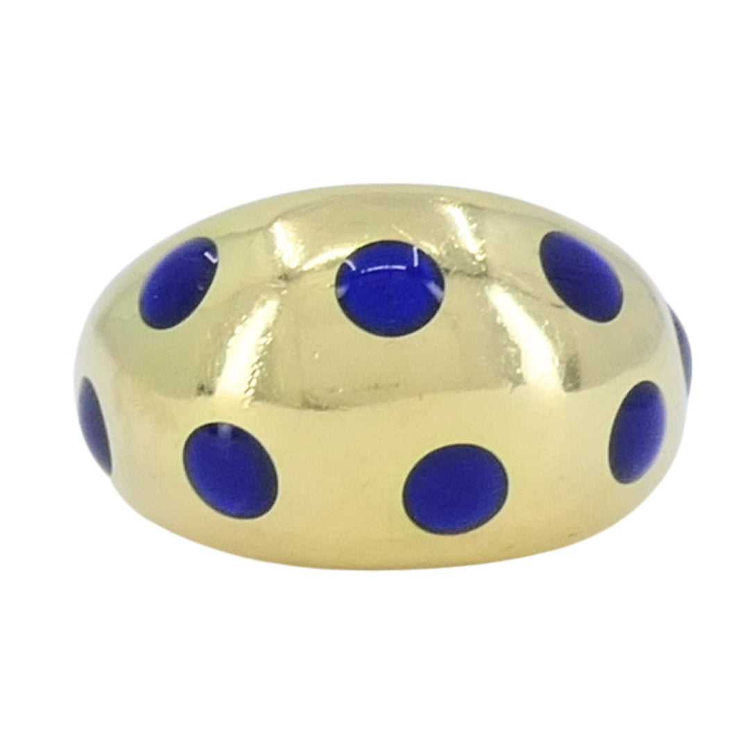 Vintage Van Cleef & Arpels 18k Gold Blue Enamel Ring