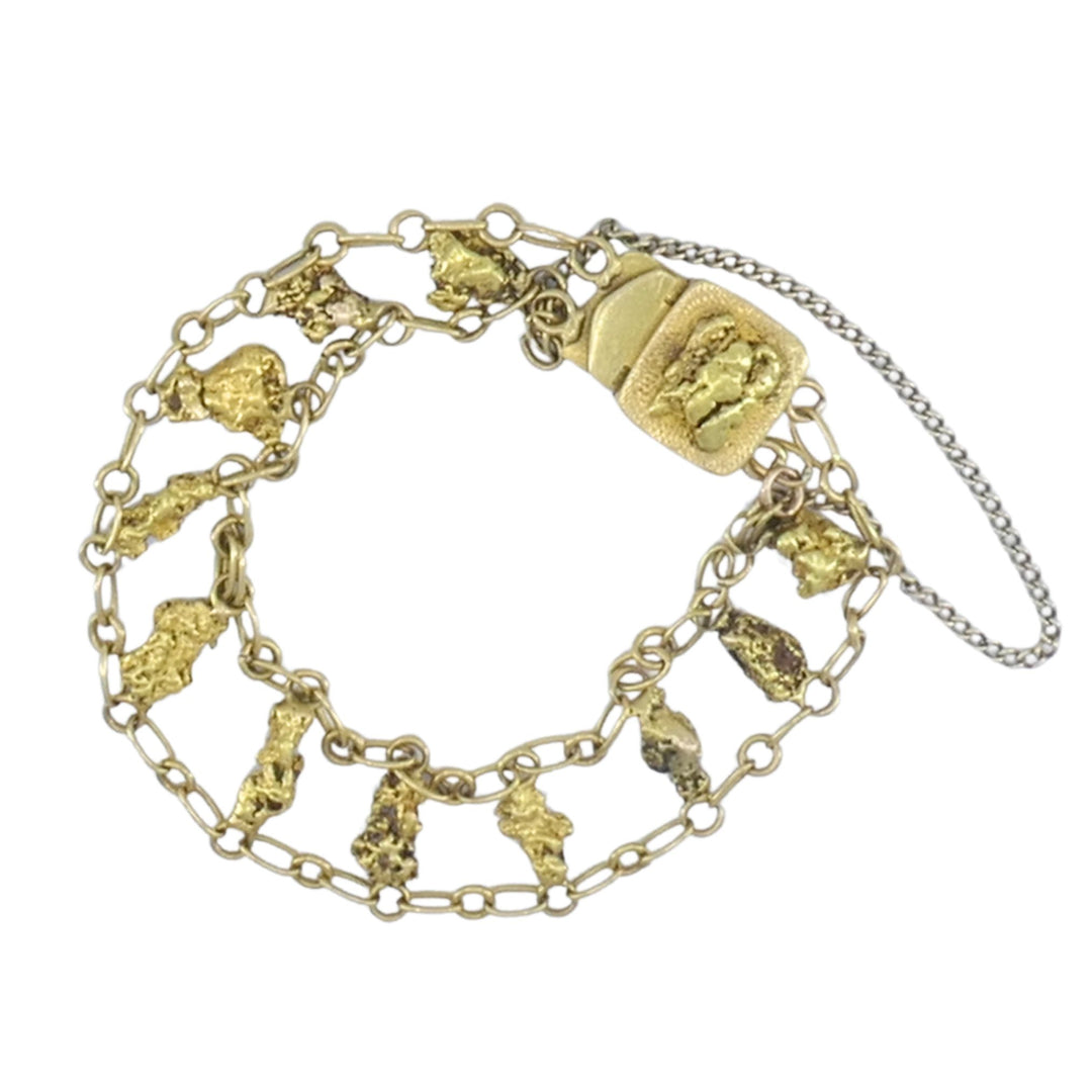 Vintage 22k Yellow Gold Nugget Link Bracelet, Circa 1970s
